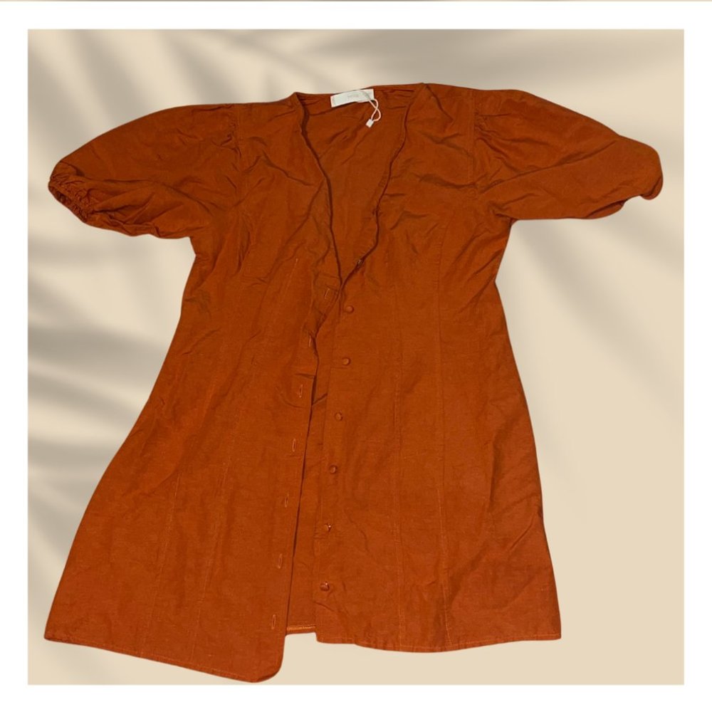 Orange Mini Puffsleve Dress